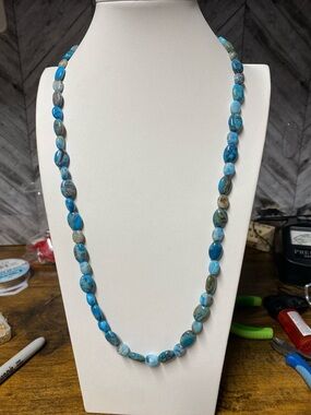 Blue Crazy lace Agate 28 inch necklace Aprilsplace